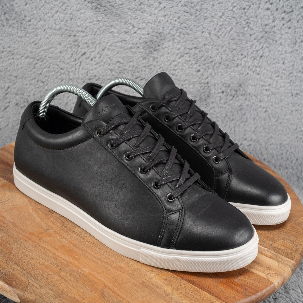 Portland Leather PATINA Mens Sz‎ 9.5 Black LaceUp Low Top Fashion Sneakers